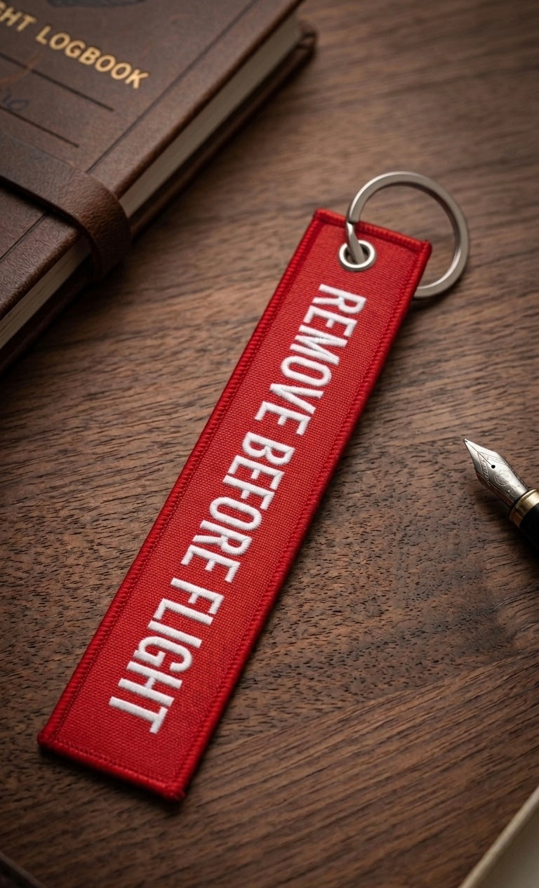Classic Red "Remove Before Flight" Key Ring – Durable Nylon Pilot Gift